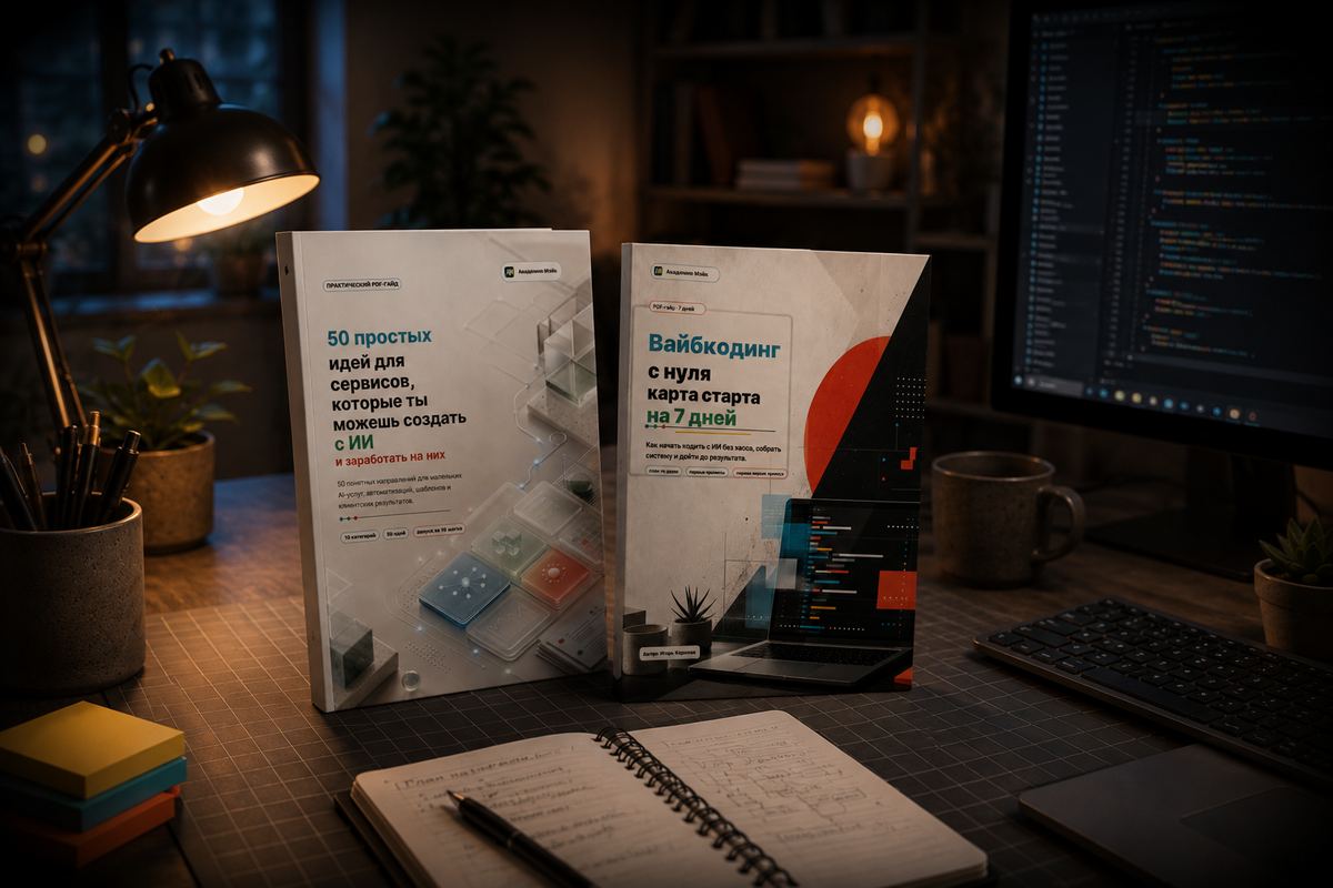 Два PDF-гайда: «Вайбкодинг с нуля» и «50 простых идей для сервисов»